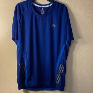 adidas Men's Blue Short Sleeve Athletic Tee with Silver Accents